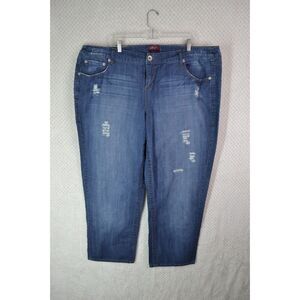 Torrid Denim Women's 24 Medium Wash Distressed High Rise Tapered Leg Jeans